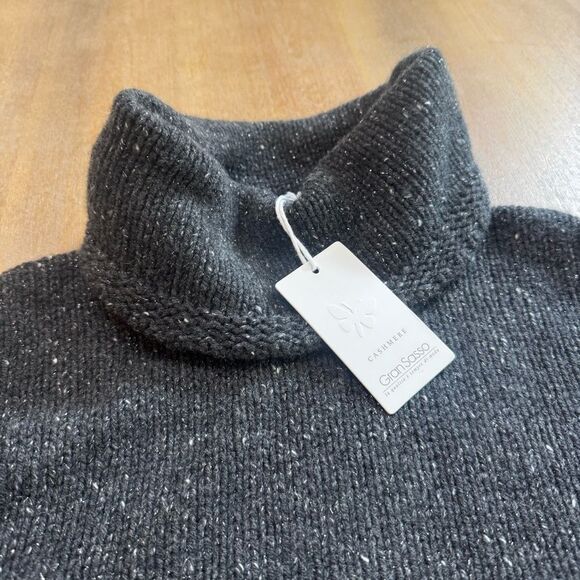 Gran Sasso Cashmere Chunky Knit Sweater 42/Small Cowl‎ Neck 3/4 Sleeve Gray - Picture 15 of 15
